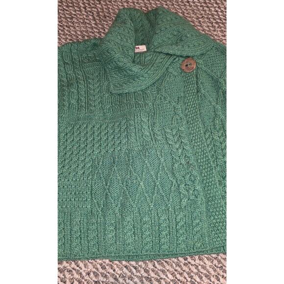 Vintage Carraig Donn Women’s Medium Green 100% Merino Wool Ireland Knit Sweater - Picture 7 of 10